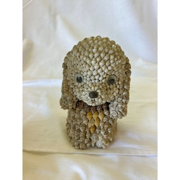Vintage Handmade Seashell Dog Figurine 5.5" Tall Decorative Coastal Ornament - Picture 1 of 2